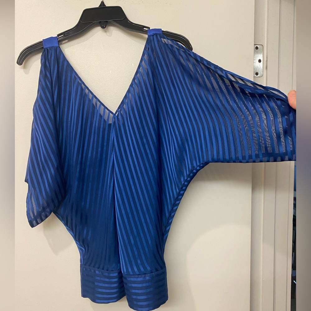 Guess Blue Pleated Dolman Sleeve Blouse